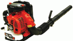 Backpack blower forcefully blasts leaves and debris from grounds
