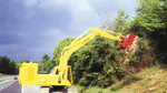 To trim roadside trees, equip excavators with a grinding attachment