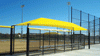 Fabric-covered structure intercepts the sun and fly balls