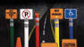 Delineators and cones accommodate signs for additional information